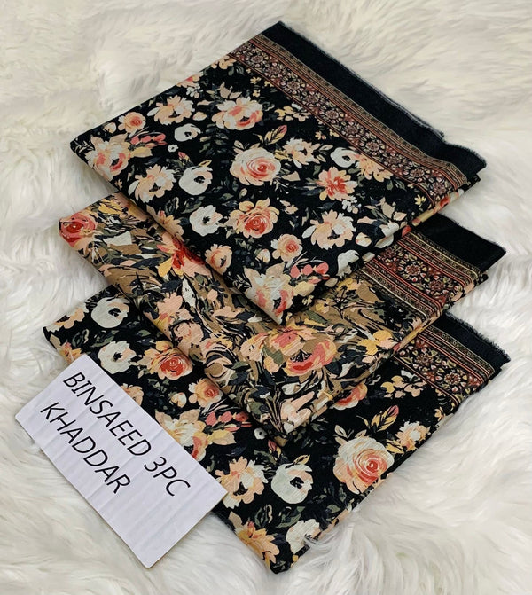 Binsaeed Printed Khaddar 3 Piece