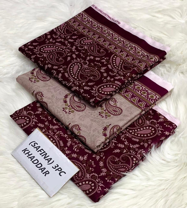 Binsaeed Printed Khaddar 3 Piece