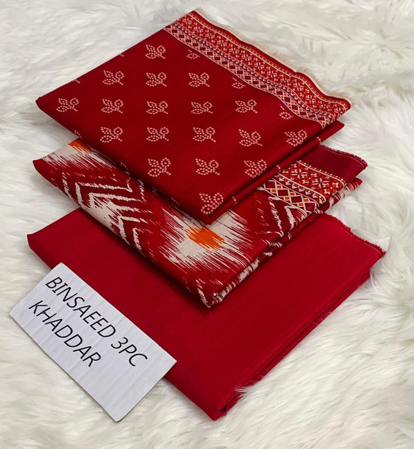 Binsaeed Printed Khaddar 3 Piece