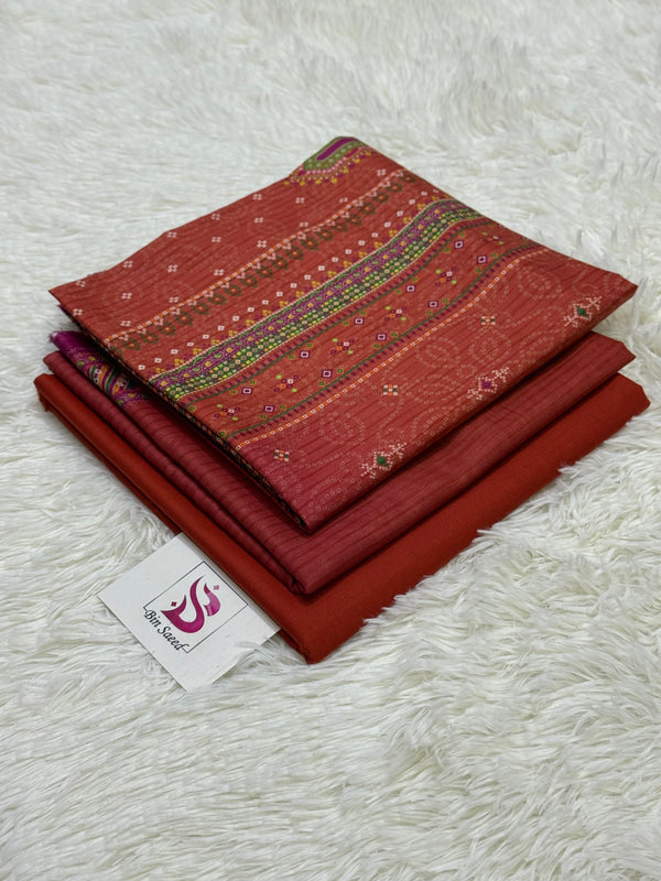 Binsaeed Printed Lawn 3 piece Suit