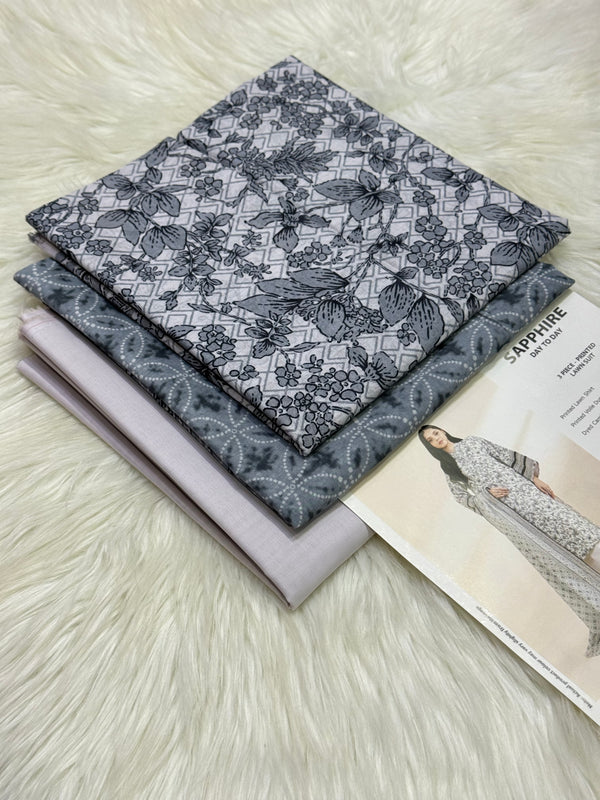 Sapphire Printed Lawn 3 Piece Suit