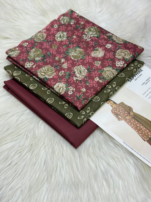 Sapphire Printed Lawn 3 Piece Suit
